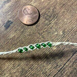Adjustable Bohemian Friendship Bracelet with Green Glass Beads